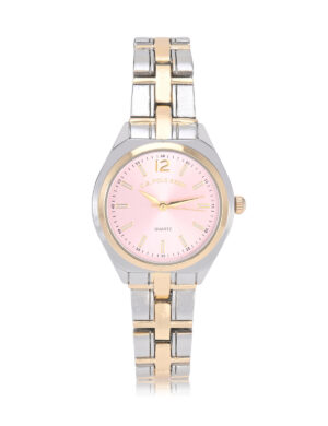 USC406861.jpg LADIES TWO TONE SILVER AND GOLD WATCH WITH PINK FACE
