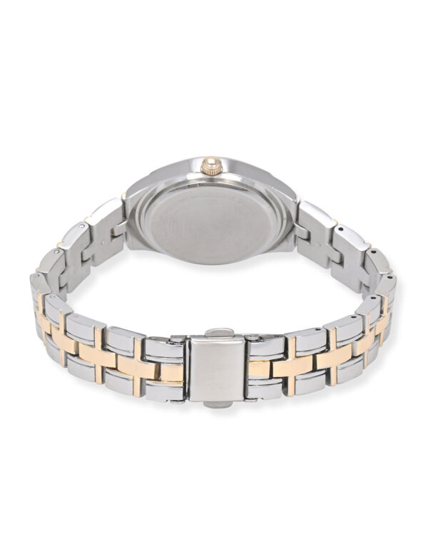 LADIES TWO TONE SILVER AND GOLD WATCH WITH PINK FACE