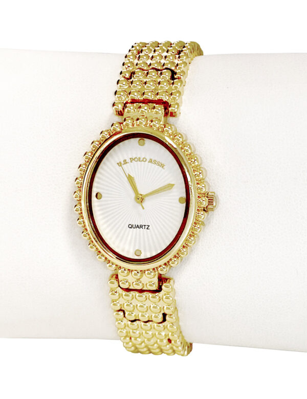 LADIES OVAL FACE GOLD ANALOG WATCH