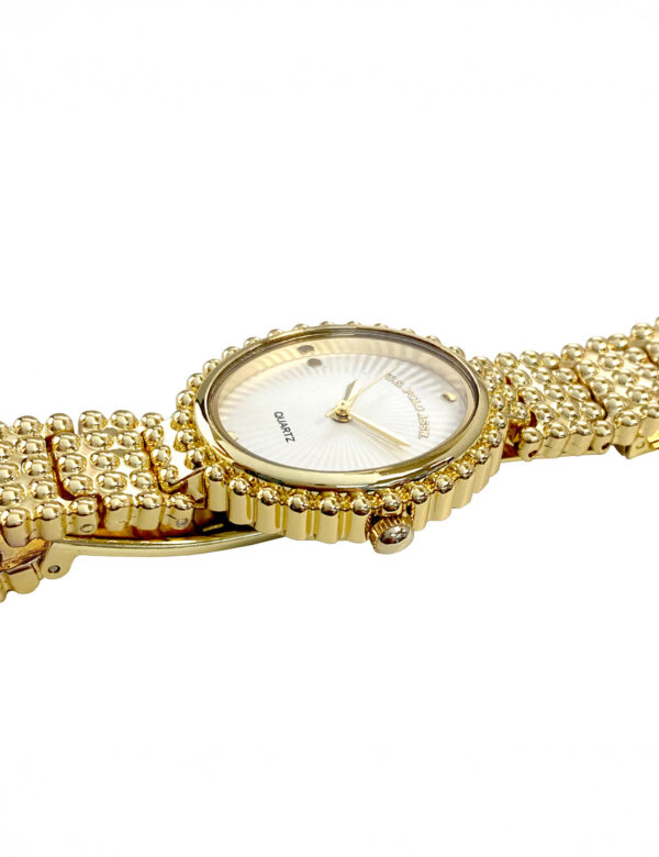 LADIES OVAL FACE GOLD ANALOG WATCH