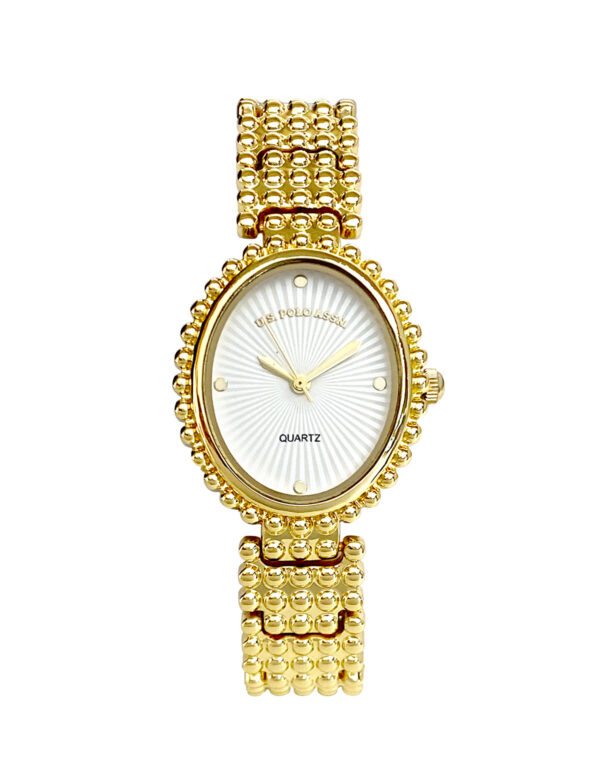 LADIES OVAL FACE GOLD ANALOG WATCH