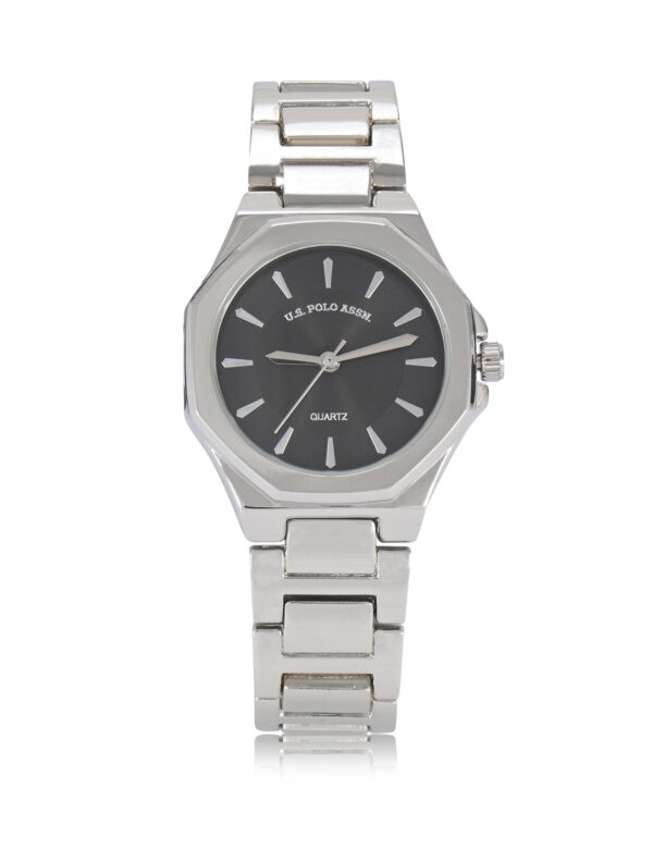 LADIES CLASSIC BLACK AND SILVER LINK WATCH