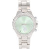 LADIES EMBELLISHED SILVER LINK WATCH WITH MINT FACE