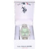 LADIES EMBELLISHED SILVER LINK WATCH WITH MINT FACE